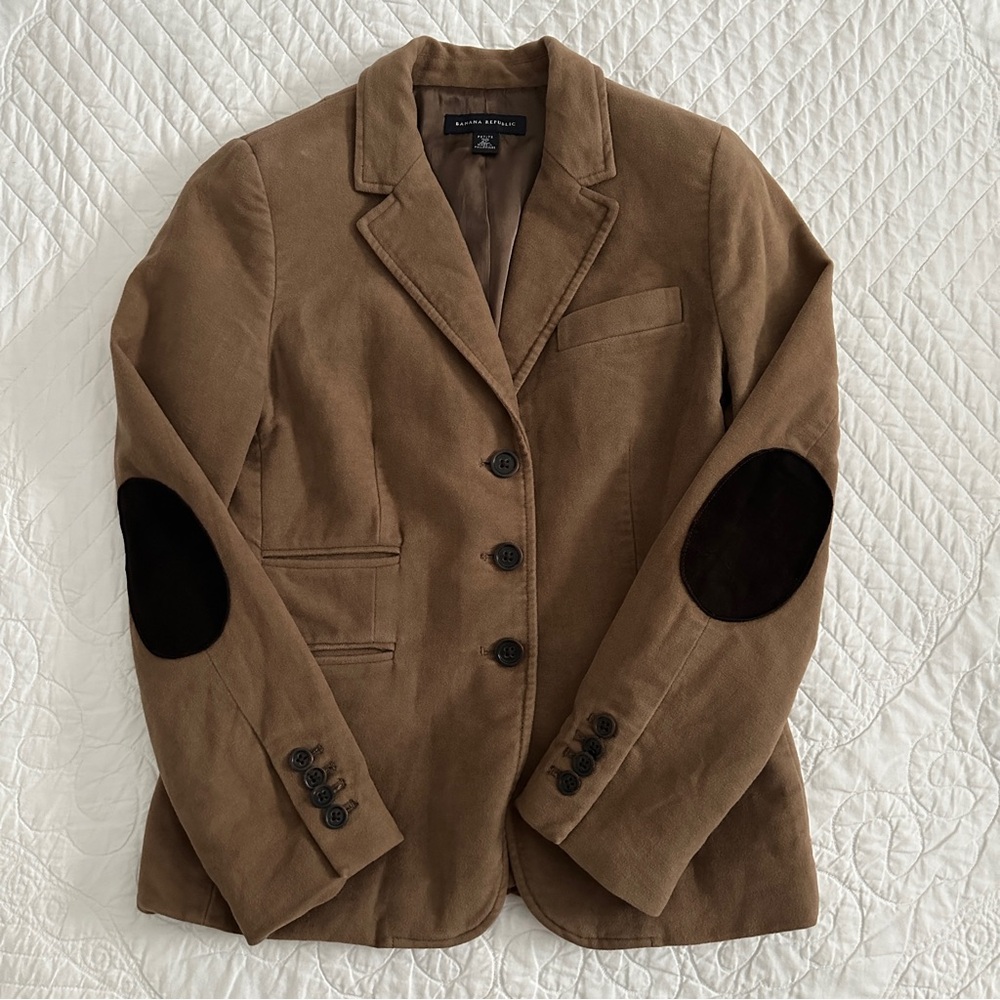 Banana Republic Faux Suede Riding Jacket Blazer Brown Tan 2 Petite